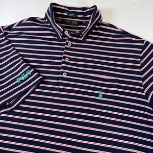 Polo Golf by Ralph Lauren Shirt Men's Large Stripe Stretch Lisle Spell‎ Out
